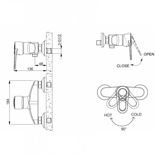 Смеситель для душа Bravat Loop F9124182BM-01-RUS