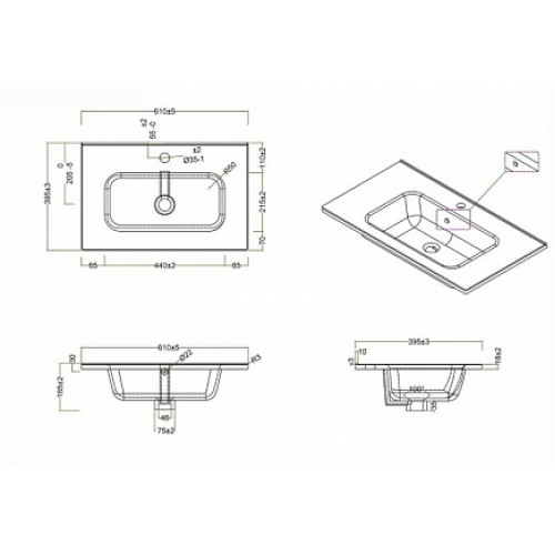 BelBagno Тумба с раковиной ETNA 39 600 Bianco Lucido