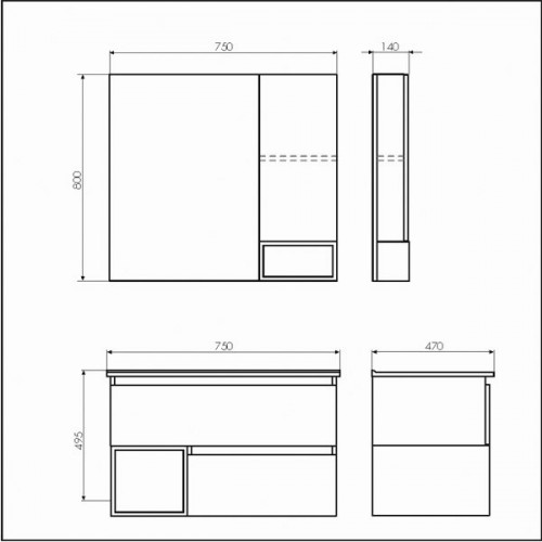 Зеркальный шкаф Comforty Турин-75 дуб бежевый 00004144198