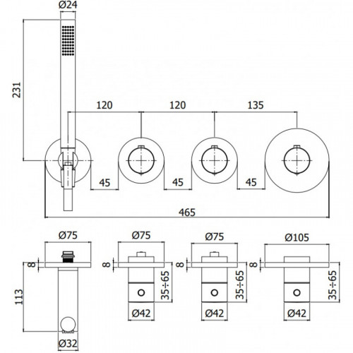 Смеситель с термостатом Paffoni Modular Box MDE000HGSP 285938 золото