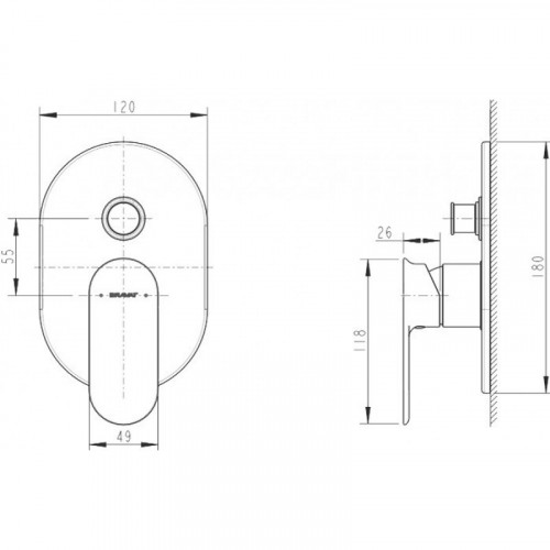Смеситель для ванны Bravat Gina хром PB865104CP-2-ENG
