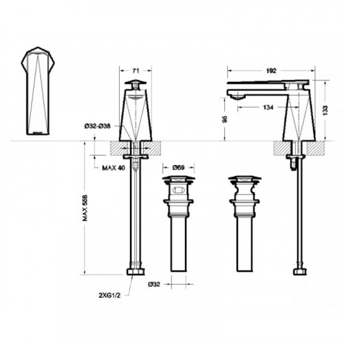 Смеситель для раковины Bravat Diamond F118102G-ENG