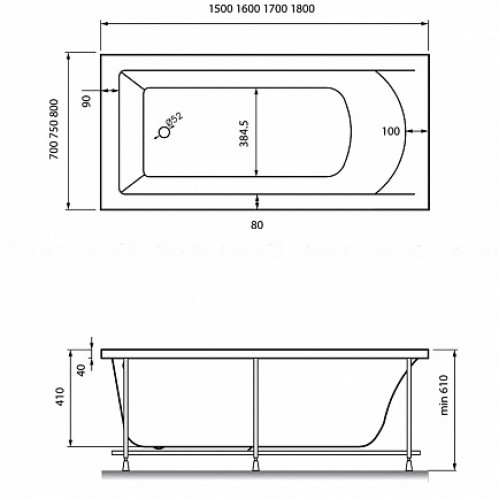 Vayer Каркас для ванны Savero 160x70