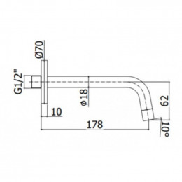 Излив из стены Paffoni ZBOC045ST сталь
