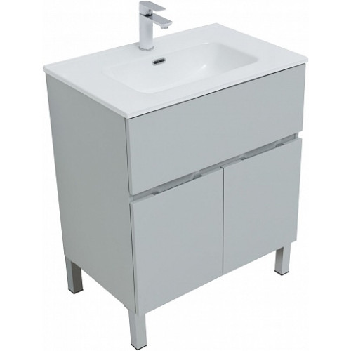 Aquanet Тумба с раковиной Алвита New 70 1 ящик 2 дверцы серая матовая