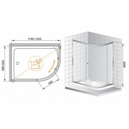 Cezares Душевой уголок ANIMA-W-RH-1-120/90-C-Cr