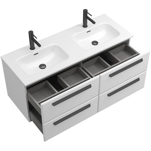 BelBagno Мебель для ванной Eco Cer-N 120 с 4 ящиками bianco lucido CZR-8095-120-2 ручки матовые чёрные