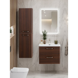 BelBagno Тумба с раковиной Due 50 подвесная Noce ручки Матовый атласный никель