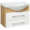Runo Тумба с раковиной Дублин 70 подвесная дуб/белая