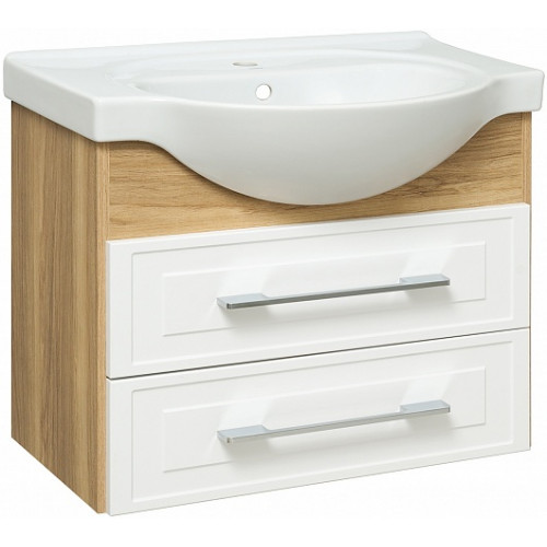Runo Тумба с раковиной Дублин 70 подвесная дуб/белая