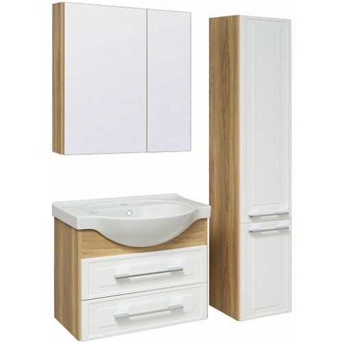 Runo Тумба с раковиной Дублин 70 подвесная дуб/белая