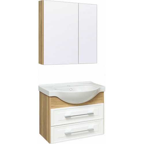 Runo Тумба с раковиной Дублин 70 подвесная дуб/белая