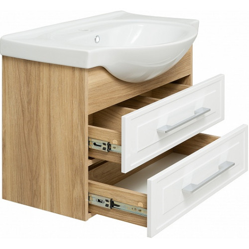 Runo Тумба с раковиной Дублин 70 подвесная дуб/белая