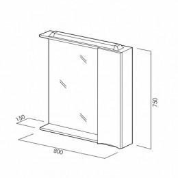 BelBagno Зеркало-шкаф MARINO-SPC-800/750-1A-BL-P-R Bianco Lucido