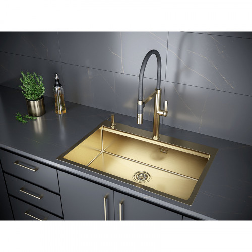 Мойка для кухни Paulmark Vast-Pro PM707551-BG 75x51 брашированное золото