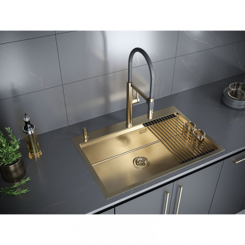 Мойка для кухни Paulmark Vast-Pro PM707551-BG 75x51 брашированное золото
