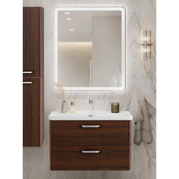BelBagno Тумба с раковиной Due 80 подвесная Noce ручки Хром полированный