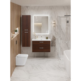 BelBagno Тумба с раковиной Due 80 подвесная Noce ручки Хром полированный