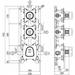 Скрытая часть для смесителя Paffoni Modular Box MDBOX018 285591