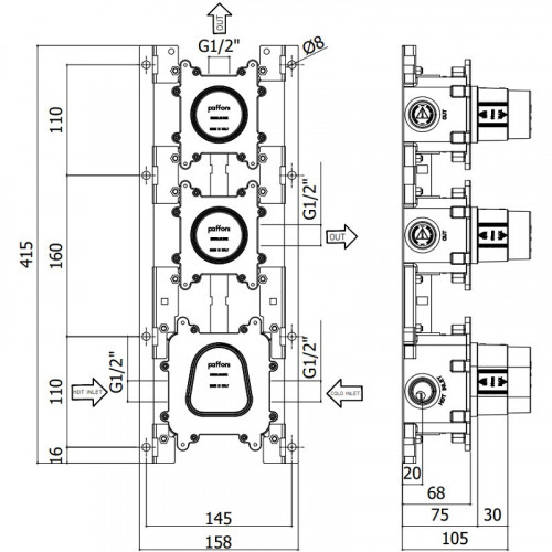 Скрытая часть для смесителя Paffoni Modular Box MDBOX018 285591