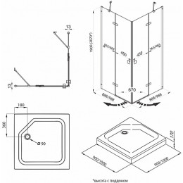 Triton Душевой уголок Дельта-Хром 90x90