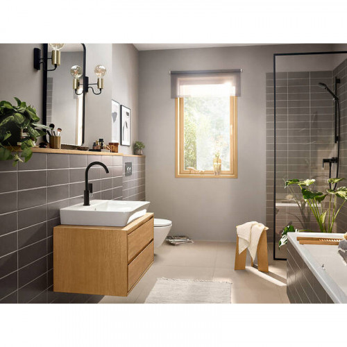 Смеситель для раковины Hansgrohe Rebris E 72576670 черный матовый