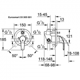 Смеситель для ванны Grohe Eurosmart 33305001