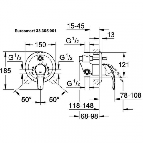 Смеситель для ванны Grohe Eurosmart 33305001