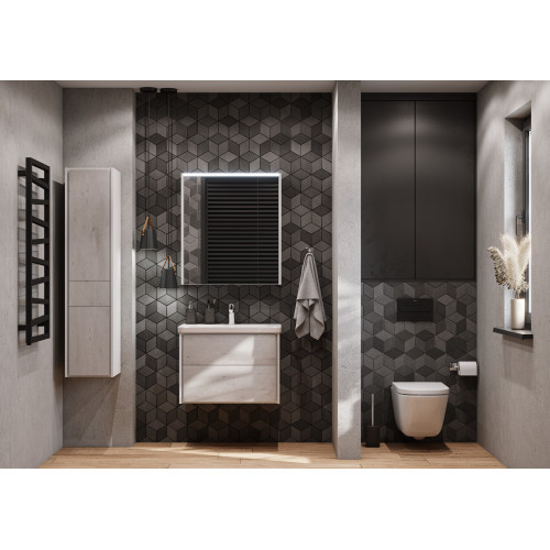 Зеркальный шкаф Roca Ronda 70см, ZRU9303008 белый матовый/бетон, с подсветкой