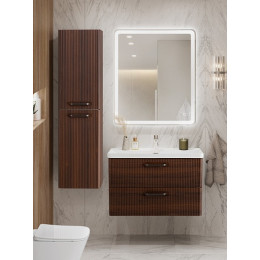 BelBagno Тумба с раковиной Due 80 подвесная Noce ручки Матовый тёмный никель