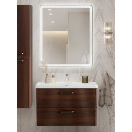 BelBagno Тумба с раковиной Due 80 подвесная Noce ручки Матовый тёмный никель