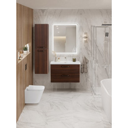 BelBagno Тумба с раковиной Due 80 подвесная Noce ручки Матовый тёмный никель