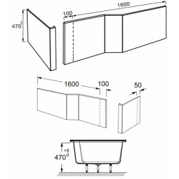Jacob Delafon Фронтальная панель Bain-Douche Malice 160 E6D067-00