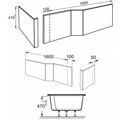 Jacob Delafon Фронтальная панель Bain-Douche Malice 160 E6D067-00