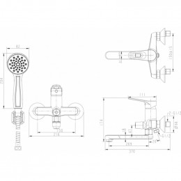 Смеситель для ванны c длинным изливом с аксессуарами Bravat Eco-D F693158C-LB