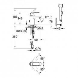 Смеситель для раковины Grohe Eurosmart Cosmopolitan 23125000 с гигиеническим душем