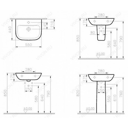 Vitra Раковина S20 5502B003 55 см