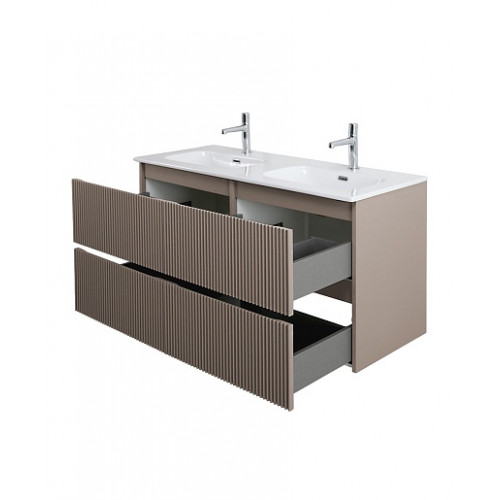 BelBagno Тумба с раковиной Uno 120 с 2 чашами подвесная Бежевый матовый с раковиной CZR-8073-120-2