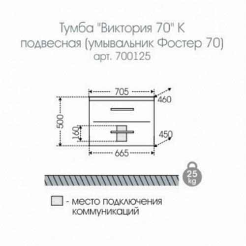 СанТа Мебель для ванной Виктория 70 NEW подвесная