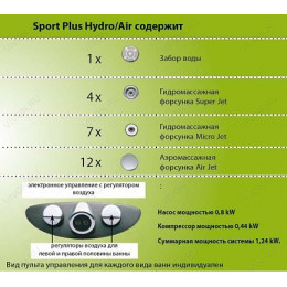 Ravak  Комплект гидромассажа Ravak Sport Plus Hydro/Air Standart