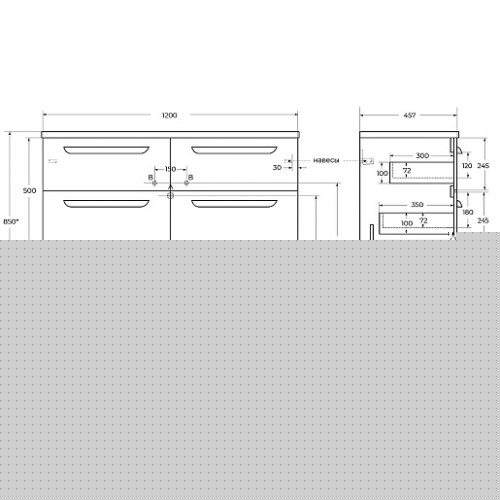 BelBagno Мебель для ванной Eco Cer-N 120 с 4 ящиками фисташковый софт CZR-8095-120-2 ручки серые