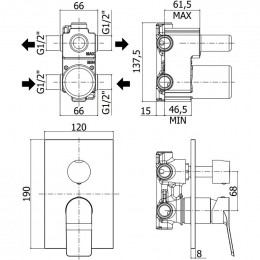 Смеситель для душа Paffoni Tilt TI018ST/M сталь