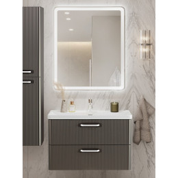 BelBagno Тумба с раковиной Due 80 подвесная Оружейная сталь ручки Белые