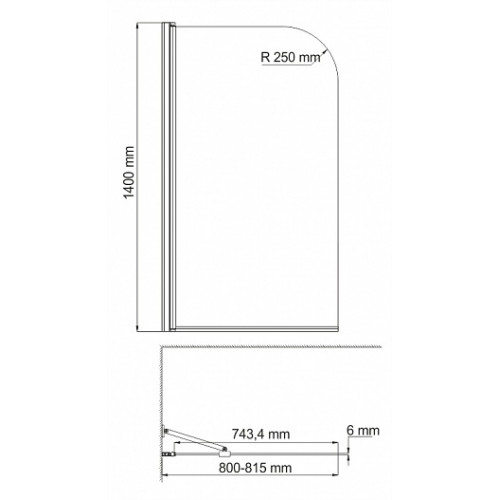 WasserKRAFT Шторка на ванну Leine 35P01-80 Fixed