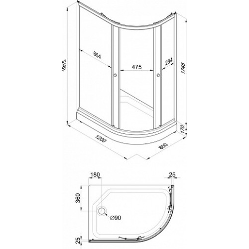 Triton  Душевой уголок Коралл А 120x80 L