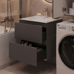Aquanet Мебель для ванной Джейн 2.0 60 Flat подвесная графит матовый