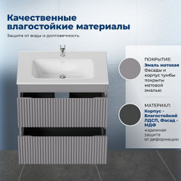 Aquanet Мебель для ванной Джейн 2.0 60 Flat подвесная графит матовый