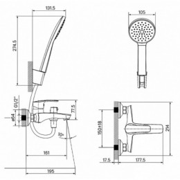 Смеситель для ванны Iddis Ray RAYWT02i02 белый матовый