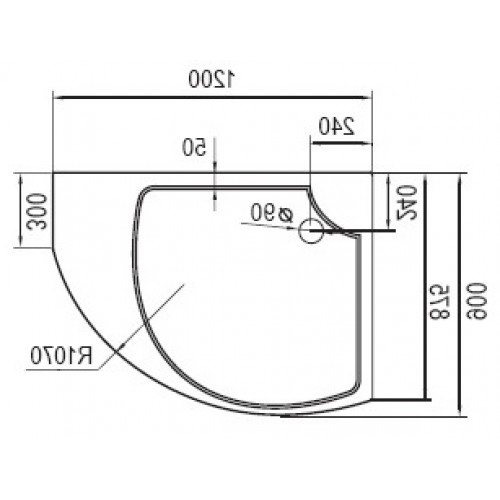 Cezares Душевой поддон TRAY-A-TRIUMPH-RH-120/90-15-W-R