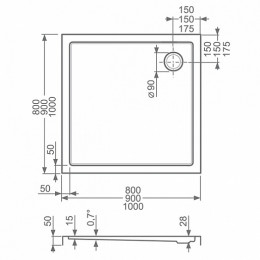 Roltechnik Экран для поддона "FLAT KVADRO 900x900"